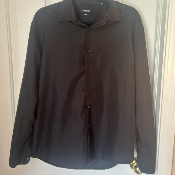 Nine West Slim Fit Men's Black Button-Down Shirt - Picture 1 of 4